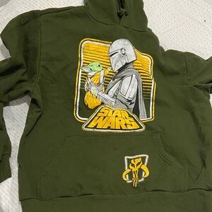 Star Wars Olive Green Crewneck Sweatshirt with The Mandalorian & Grogu Graphic